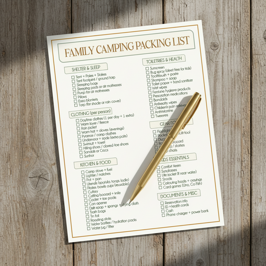 Family Camping Packing List Printable | Instant PDF Download