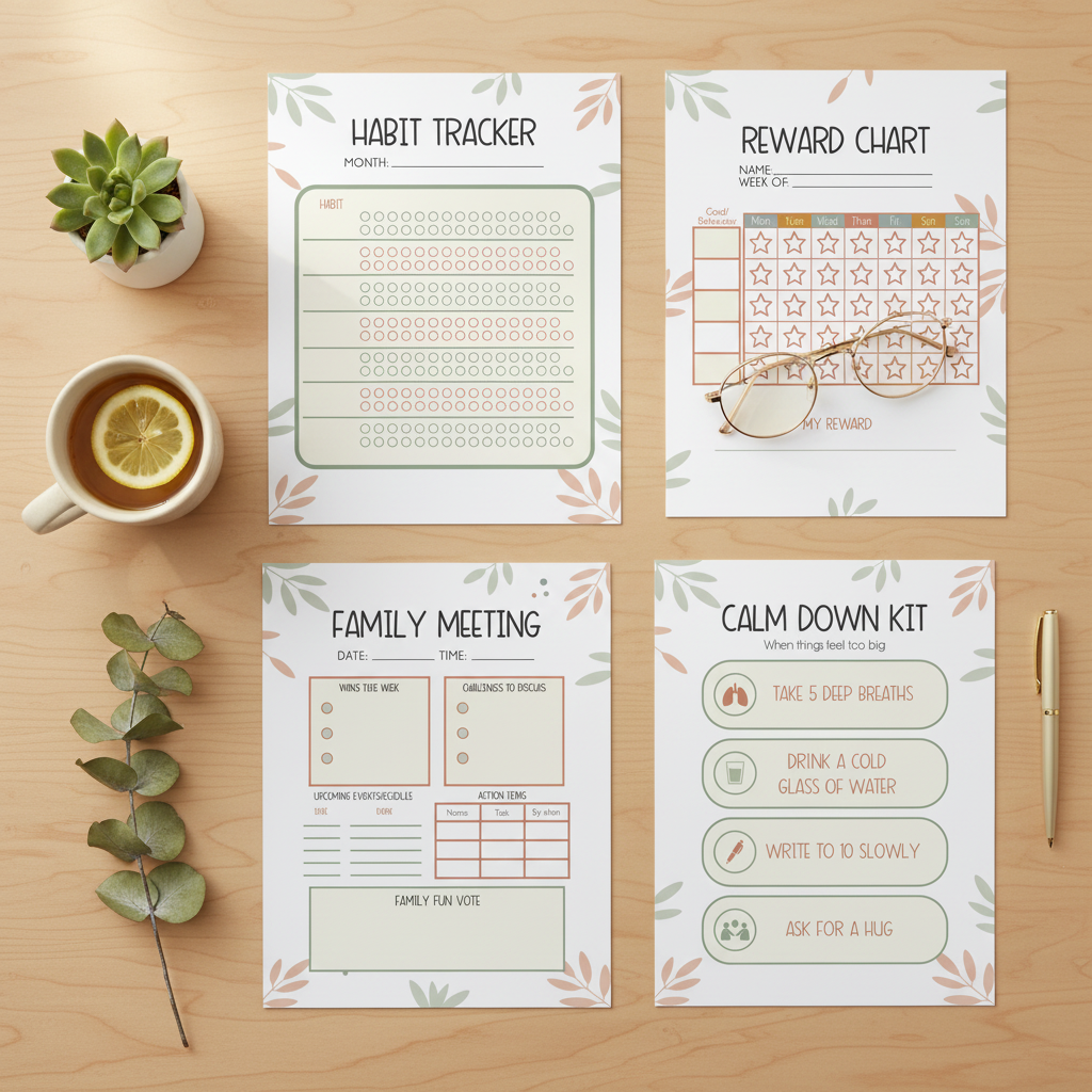 ADHD Family Command Centre | 10-Page Printable Bundle
