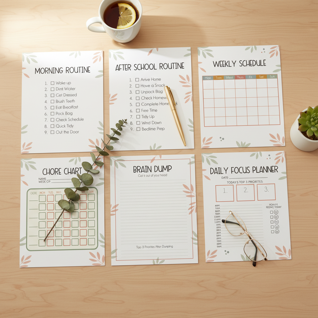 ADHD Family Command Centre | 10-Page Printable Bundle