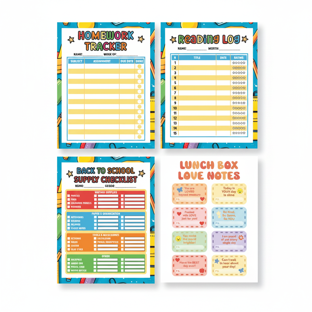 Back to School Printable Bundle | 4-Page PDF Set