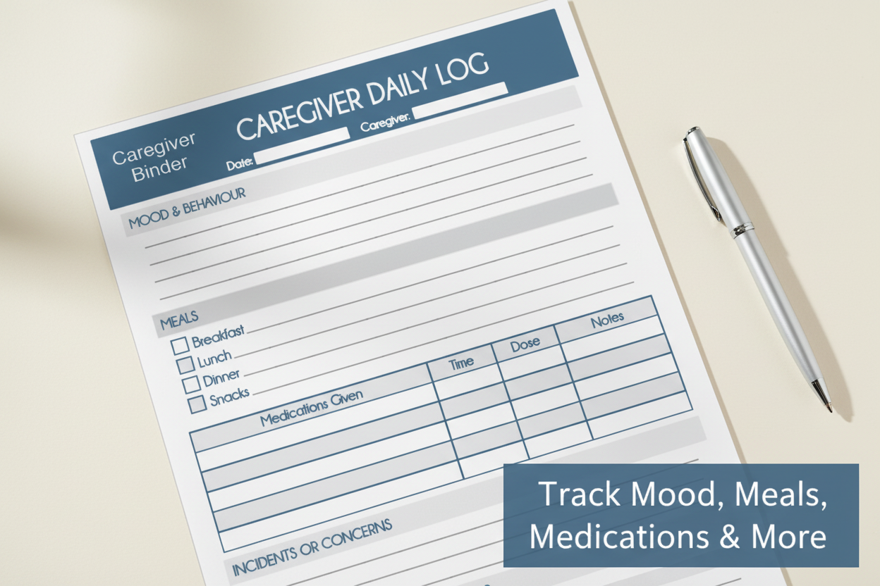 Caregiver Daily Log – Caregiver Binder Printable