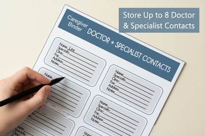 Doctor + Specialist Contacts – Caregiver Binder Printable