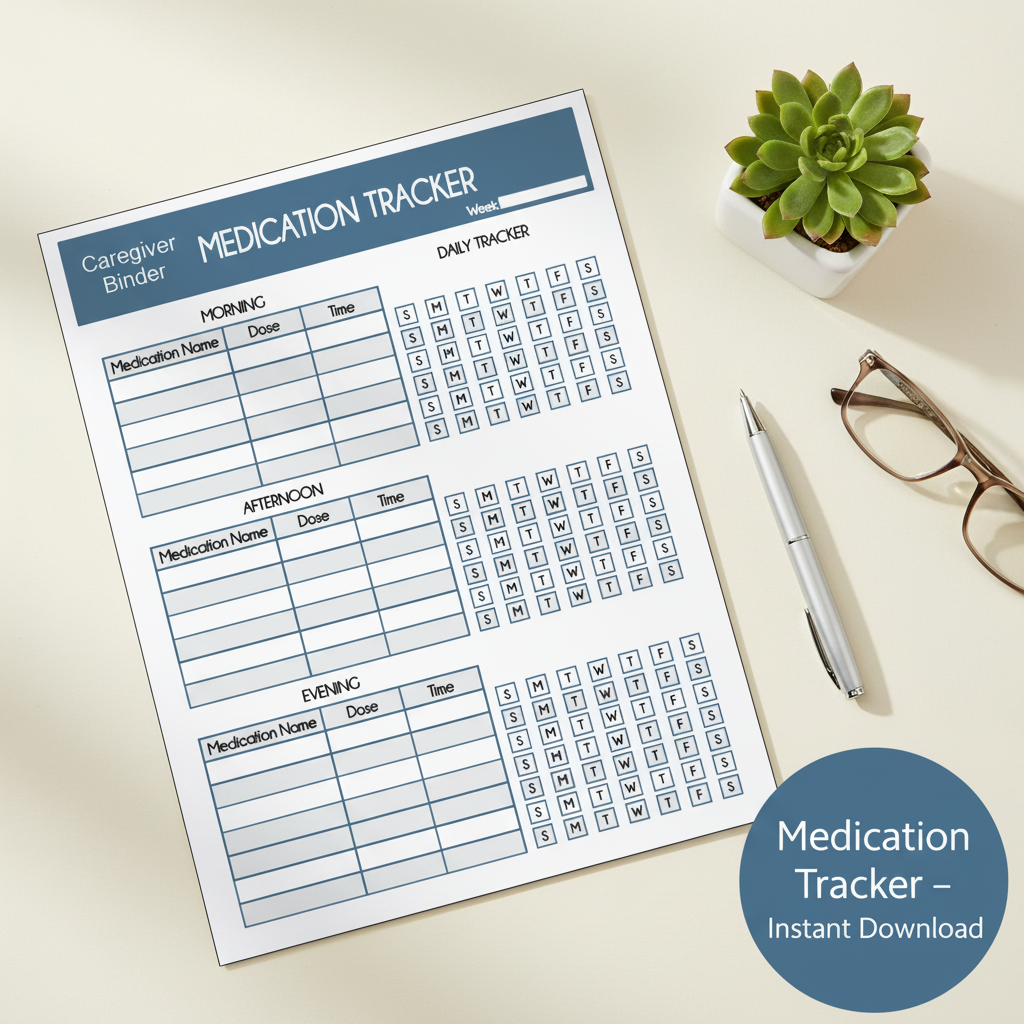 Medication Tracker – Caregiver Binder Printable