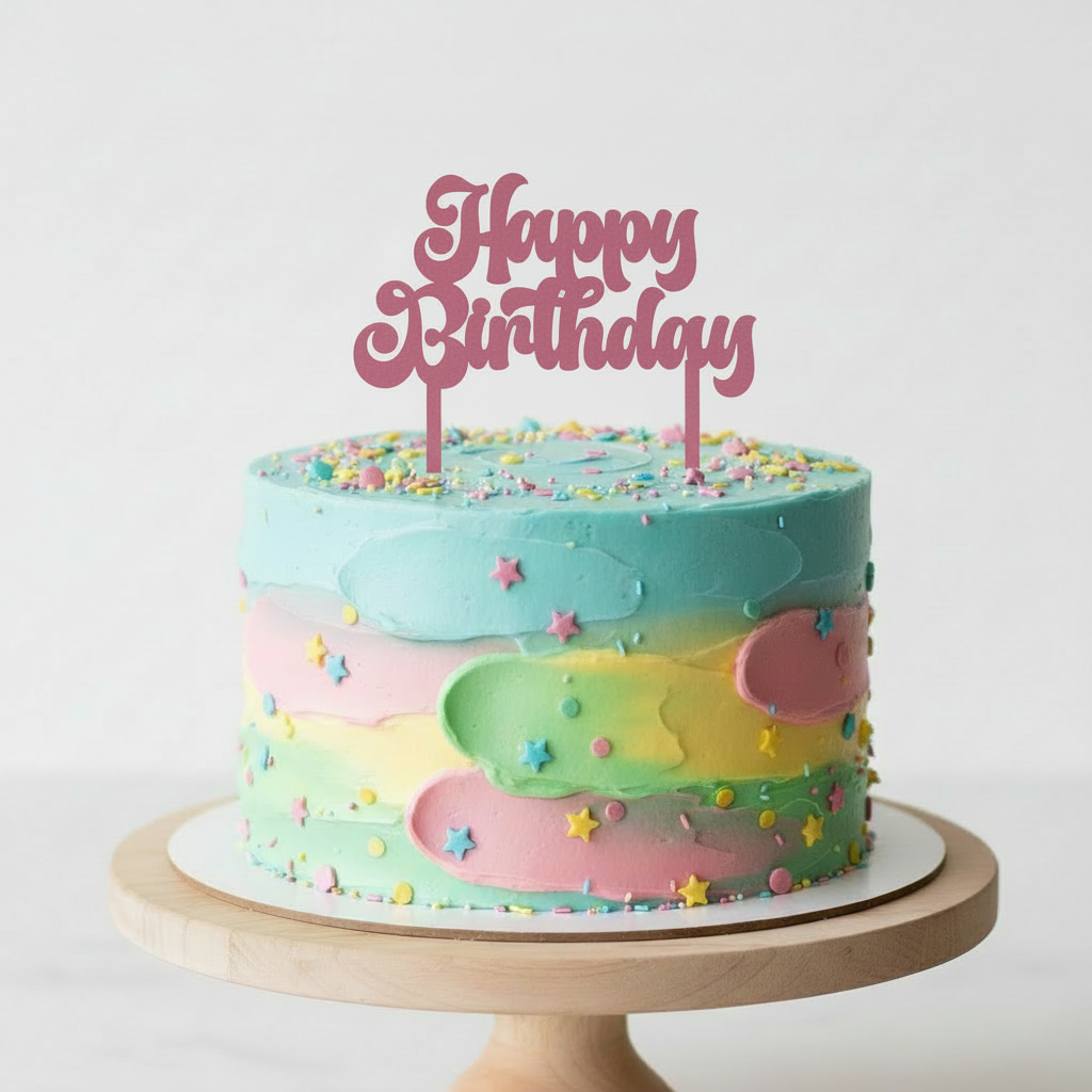 Happy Birthday Cake Topper - Laser Cut Design Files (SVG, DXF, PNG, EPS)